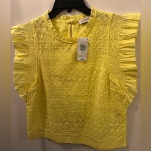 English Factory Yellow Lace Blouse with Ruffle Sleeves